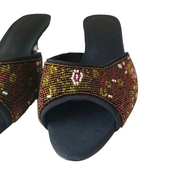 NEW $350 Doen Callie Mule Hand Bidded Mosaic Slip On Heel Women's size 3… - Picture 6 of 14